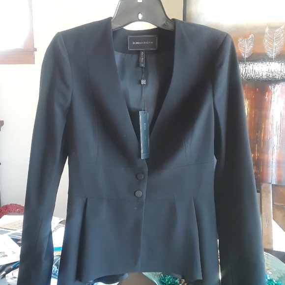 BCBGMAXAZRIA Asymmetrical Pleated Peplum Jacket - Picture 5 of 8
